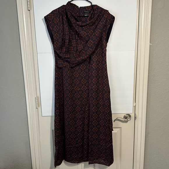 Club Monaco Women Drape Neck Dress Blue Mix Size 6 - Picture 4 of 8